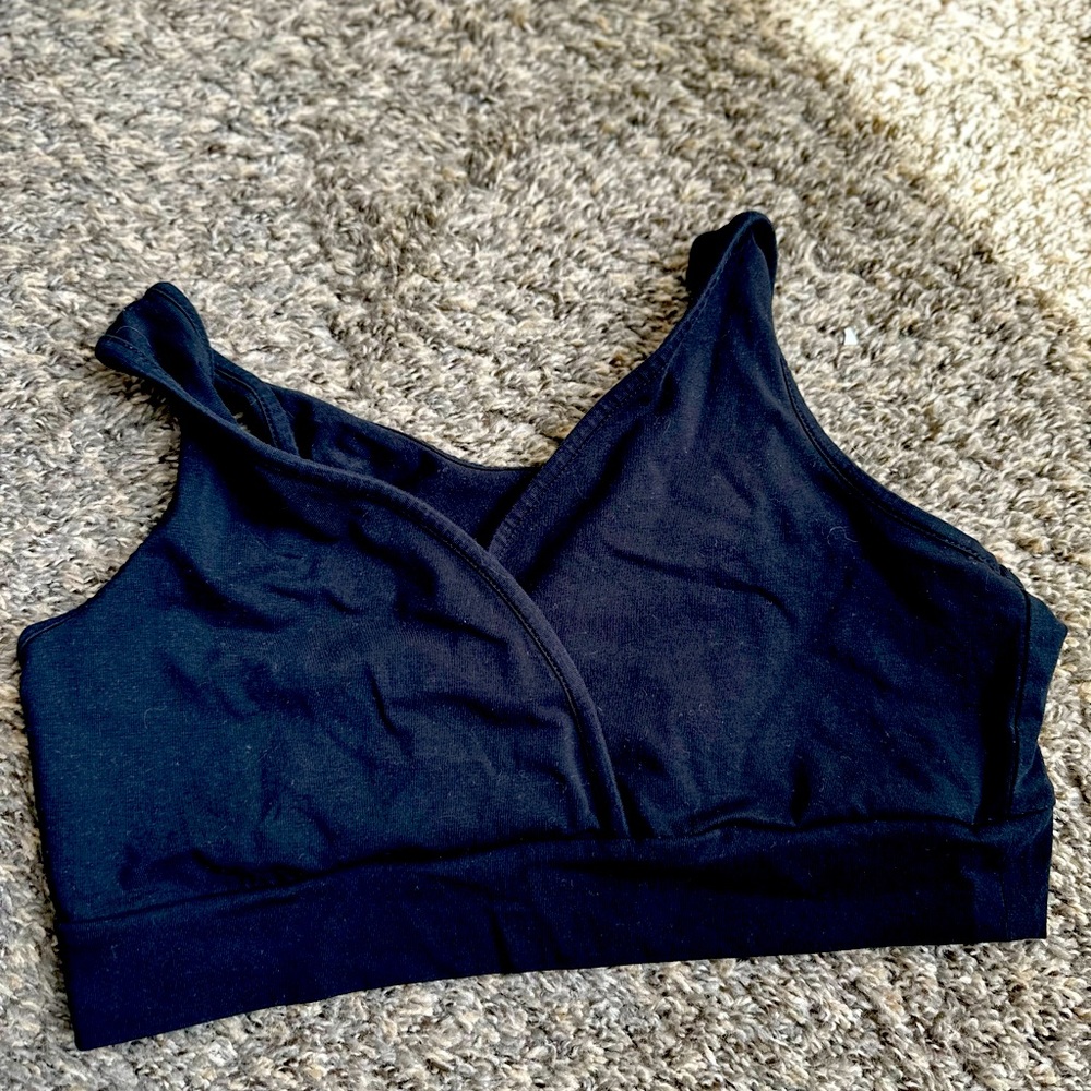 Kindred bravely French terry racerback sleeping bra large black
